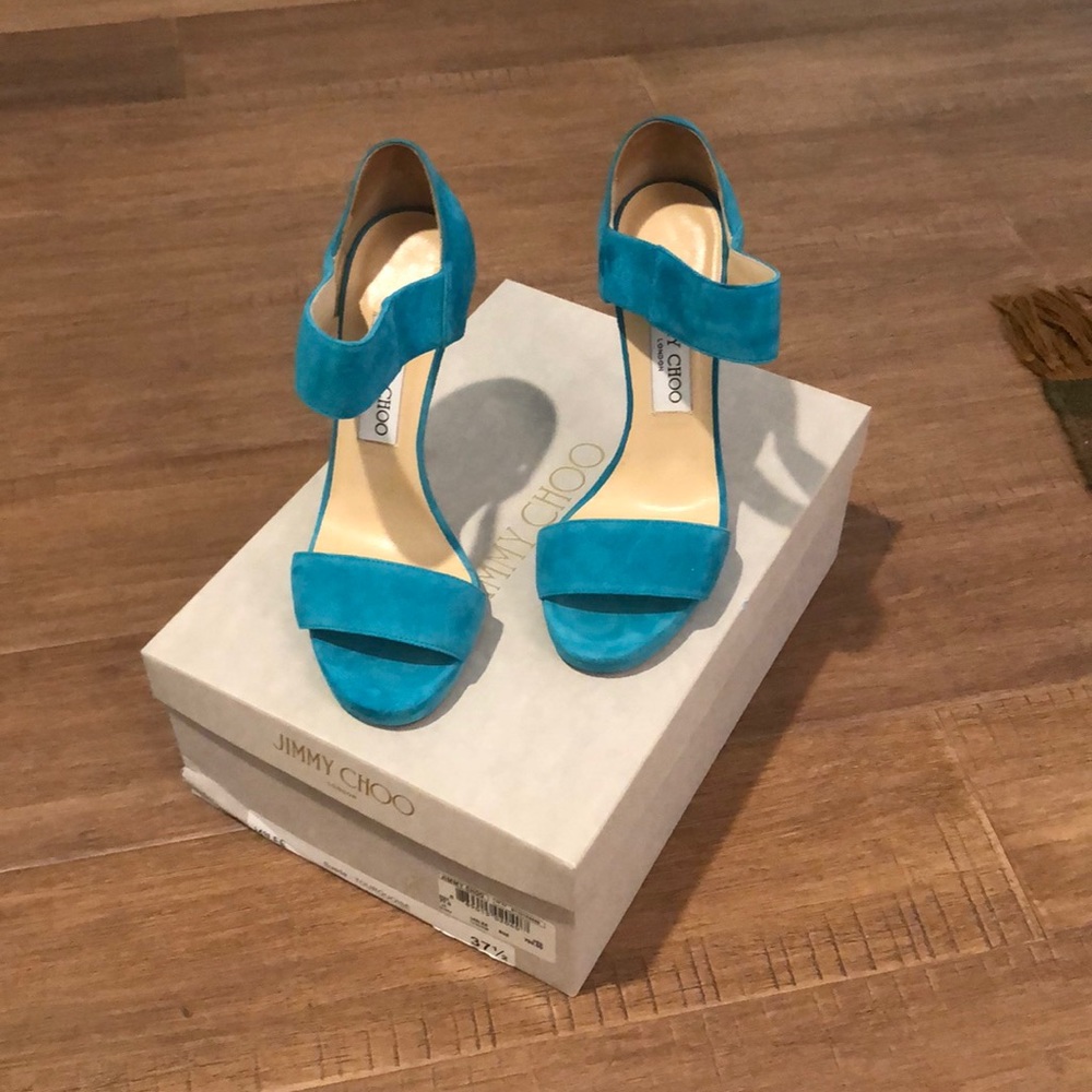 Jimmy Choo suede turquoise heels